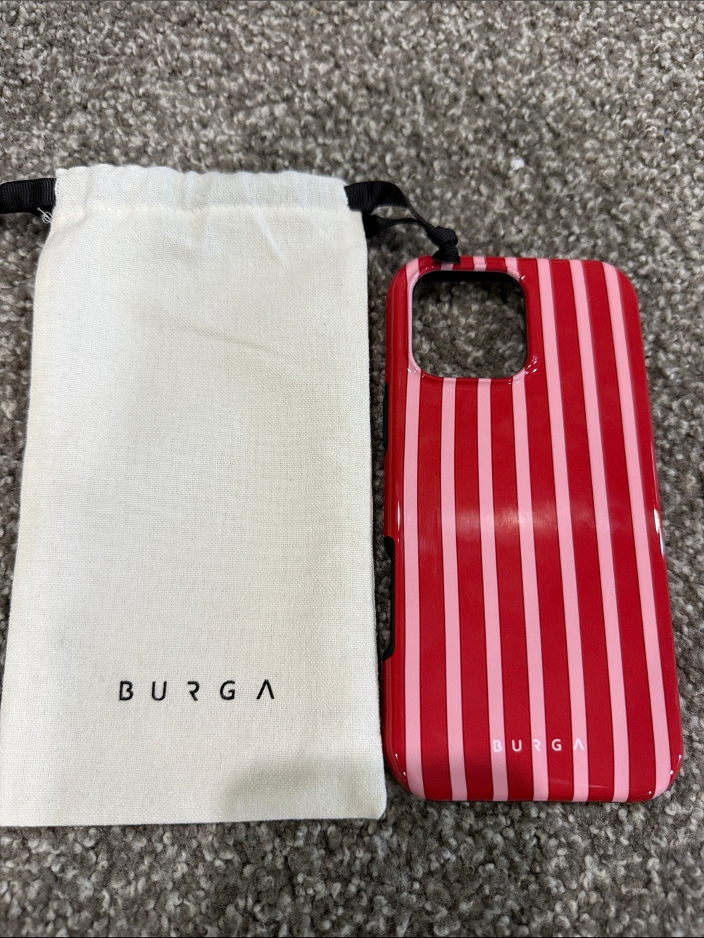 Burga Red & Pink Striped Glossy iPhone Case